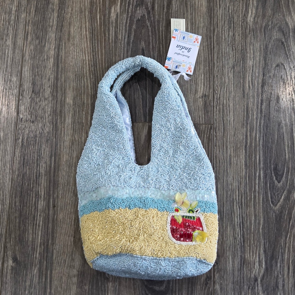 Handcrafted in India Viral Beaded Beach Bag Boho Resortcore Vacation Coastal NEW - Picture 7 of 10